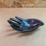 Ancien vide poche vallauris forme main céramique noire décoration vintage