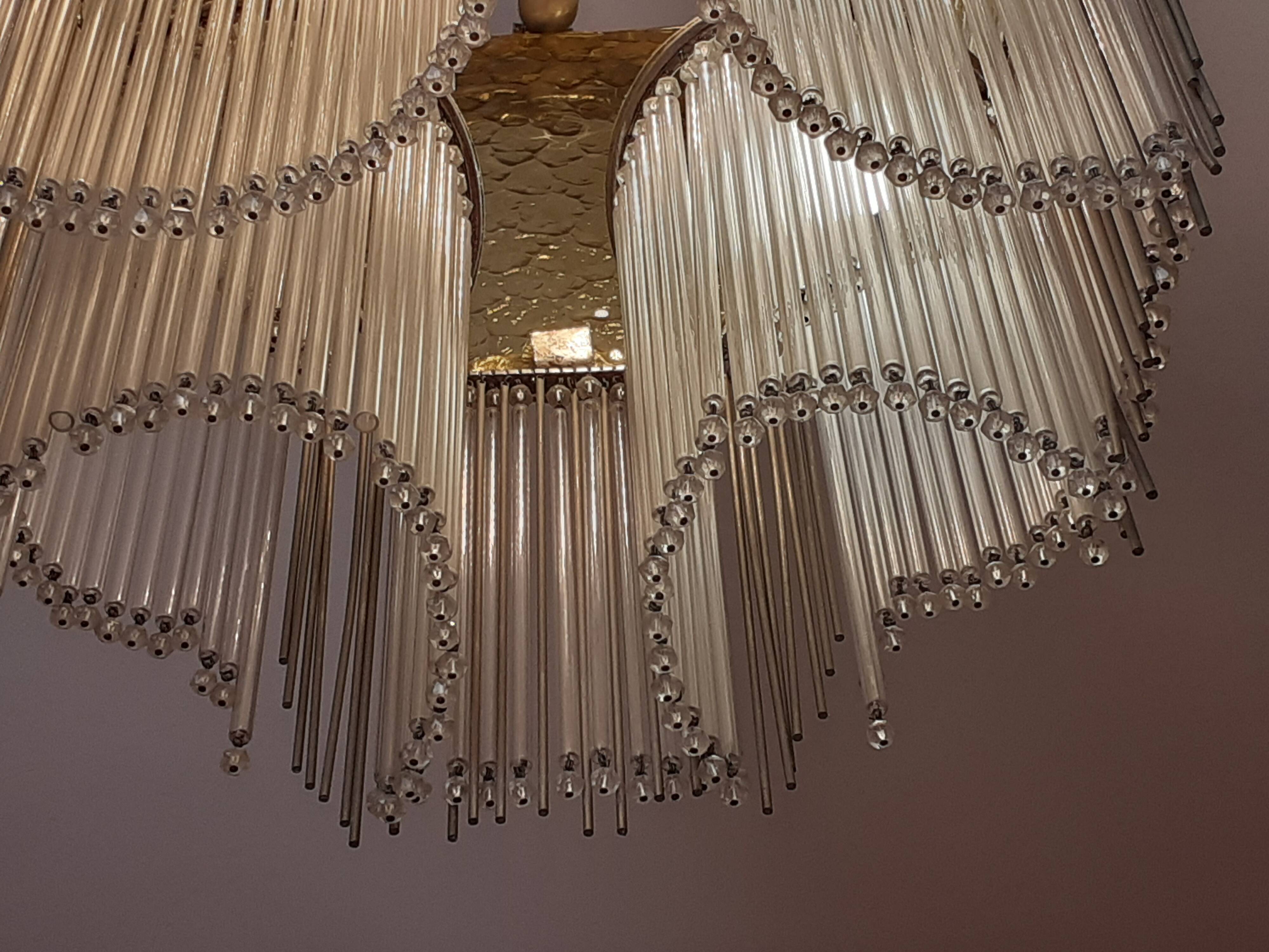 Art Nouveau Guimard style chandelier in nickel-plated bronze
