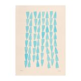 Collection of 4 blue abstract paintings on paper signed Eawy