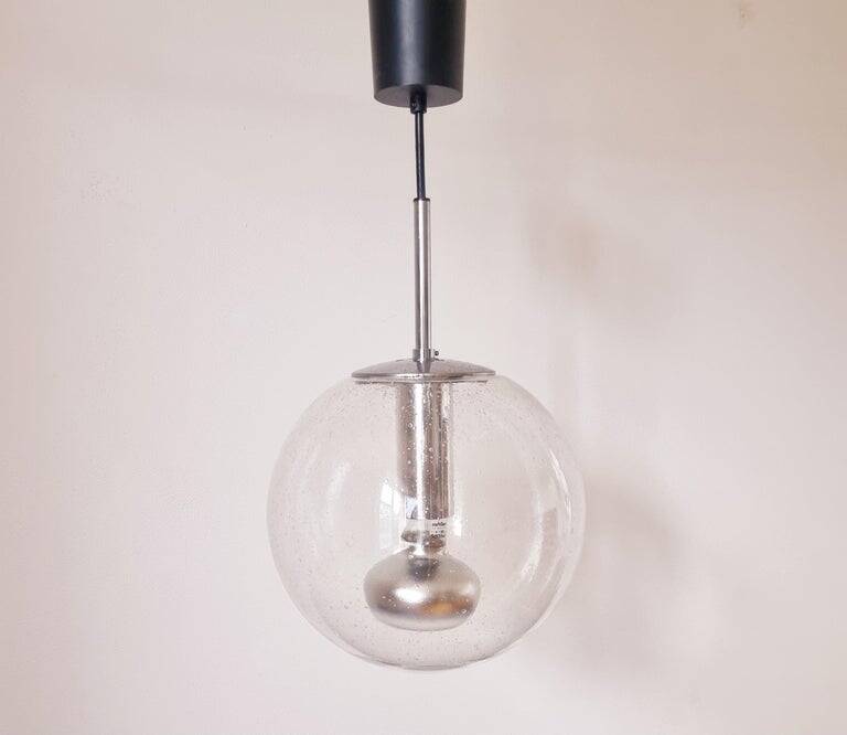 Midcentury Bubble Glass Globe Pendant by Glashütte Limburg, Germany, 1970s