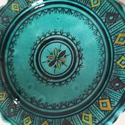 Moroccan handmade turquoise earthenware plate – Safi