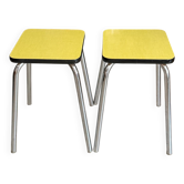 Lot de 2 tabourets Formica jaune vintage