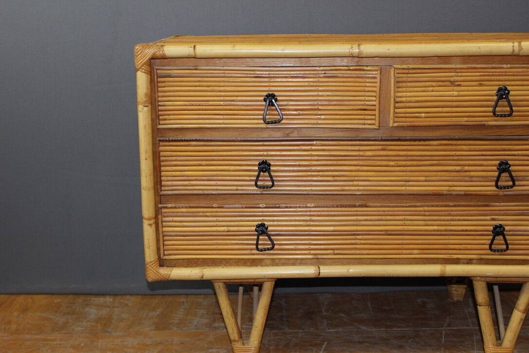 Bamboo design chest of drawers circa 1950