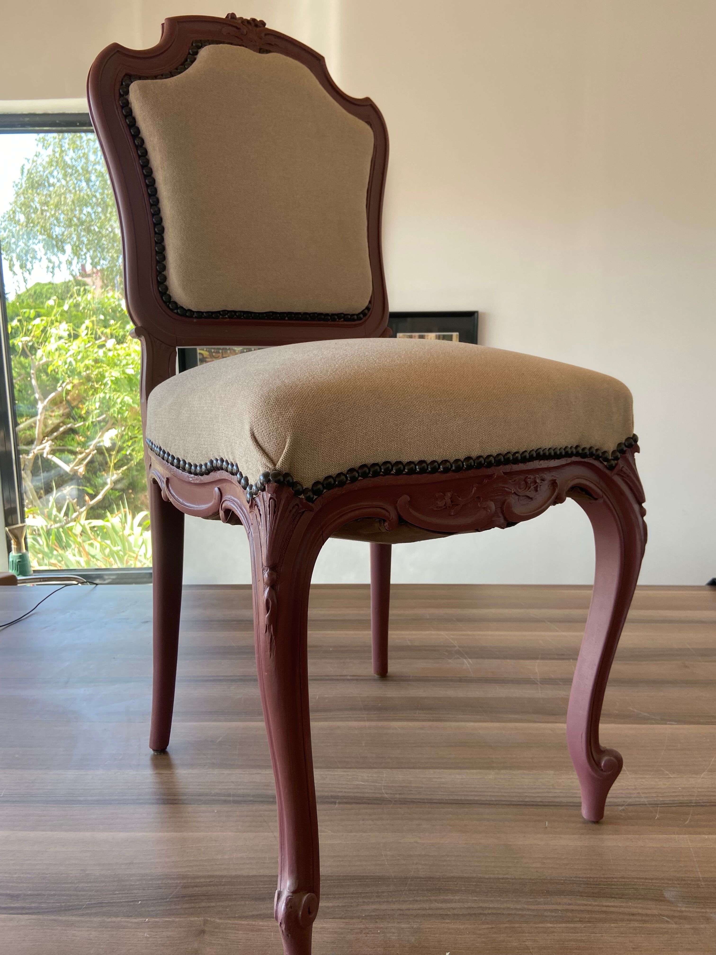 Pink and beige medallion chair