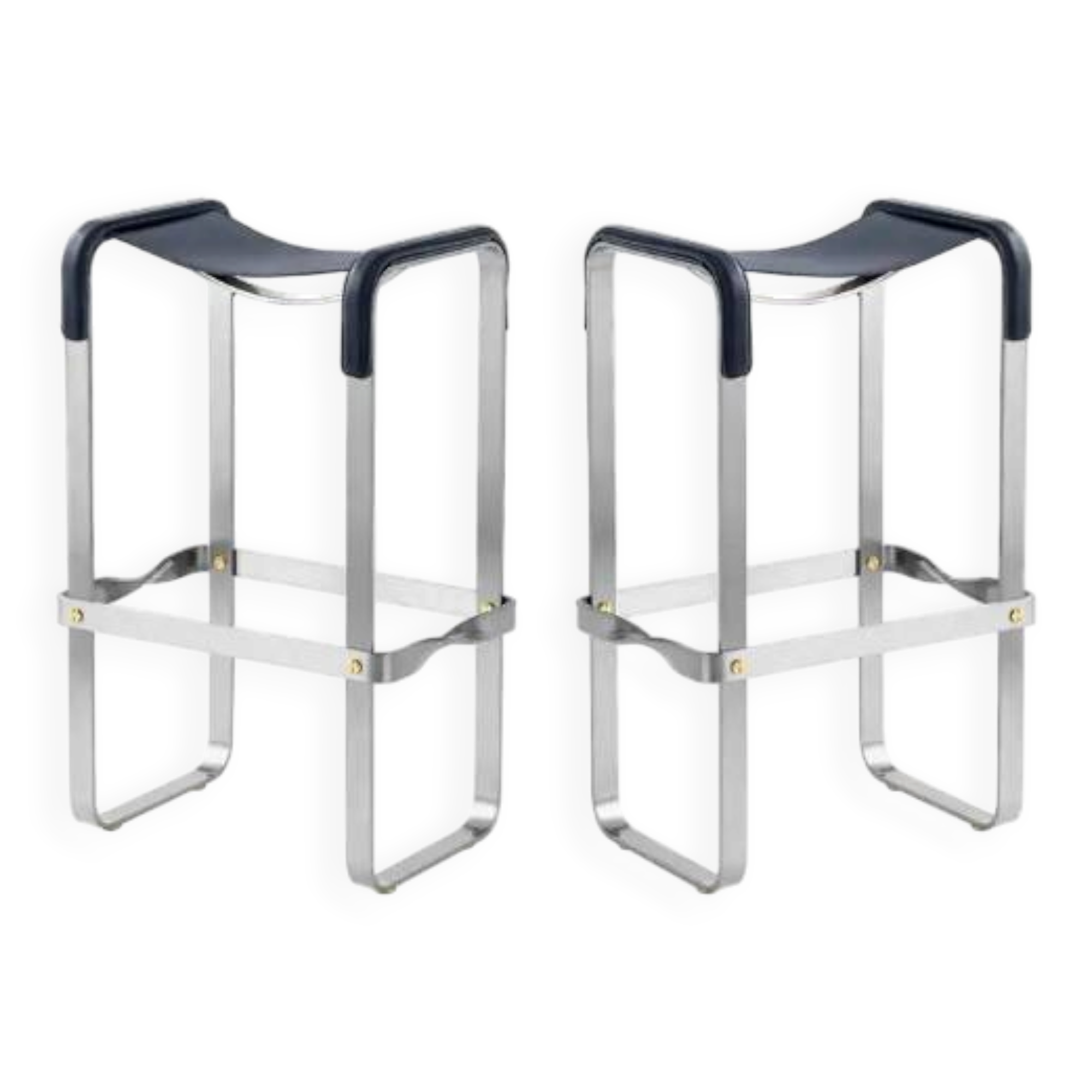 Wanderlust pair of backless stools, navy blue and metal.