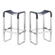 Wanderlust pair of backless stools, navy blue and metal.