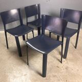 CHairs leather blue Italian Design Giancarlo Vegni