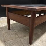 Vintage oak and slate coffee table