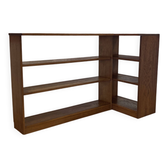 Large oak corner bookcase, 1950s design.