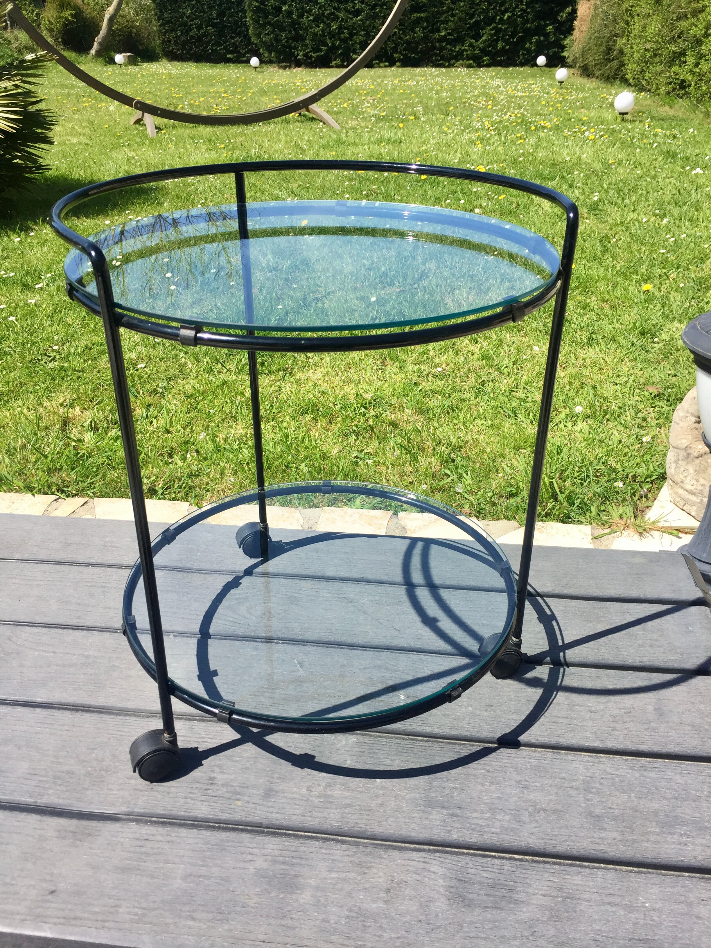 Vintage round service 70 glass trays