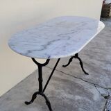 Cast iron bistro table and old oval marble top