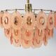Chandelier vintage des années 70 avec 51 médaillons en verre rose, 37 cm