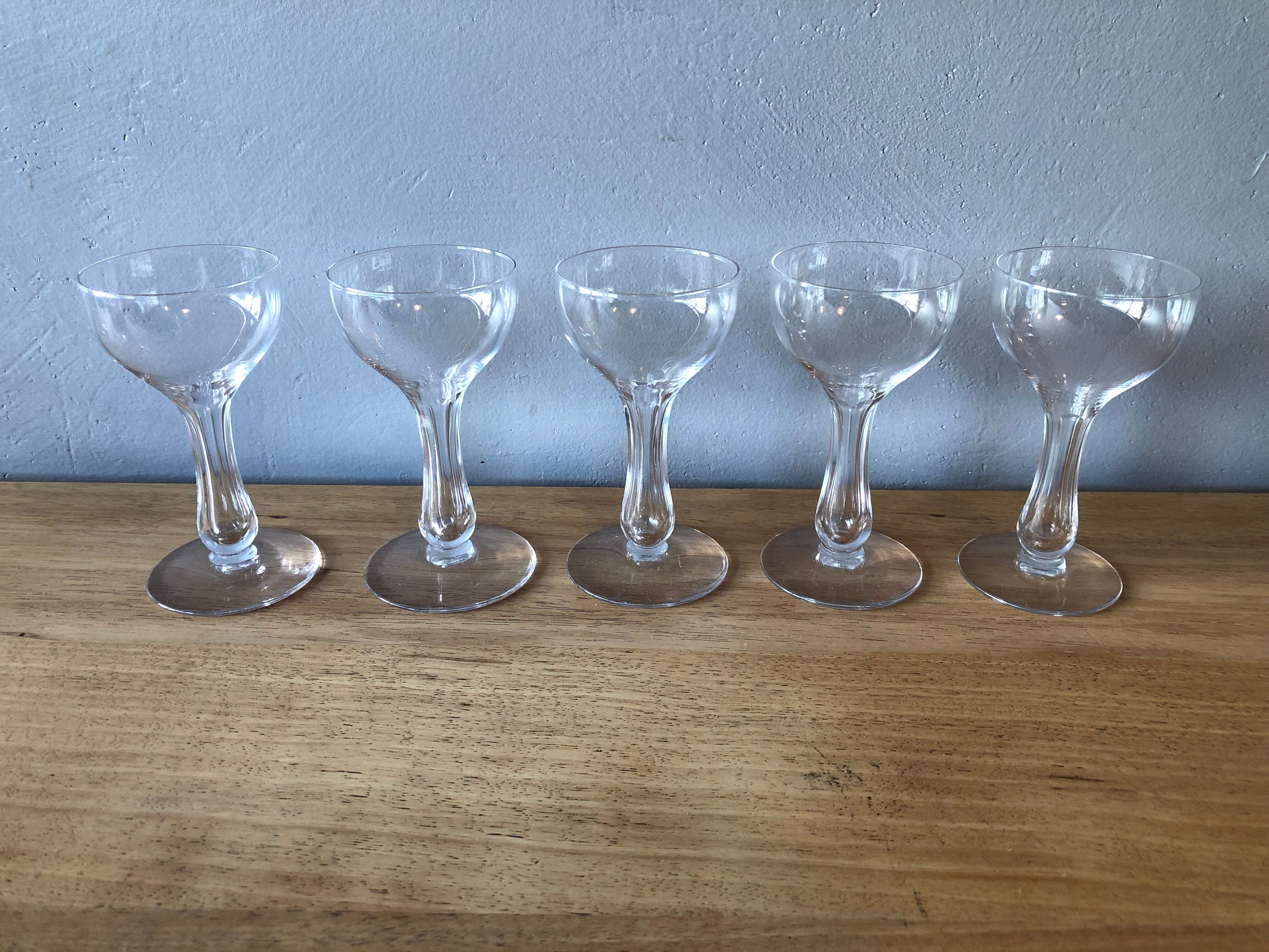 5 champagne flutes in Portieux crystal