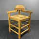 Dutch postmodern brutalist oak corner side chair with rush seat, 1970s