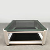 Vintage Italian space age design smoked glass coffee table 1970