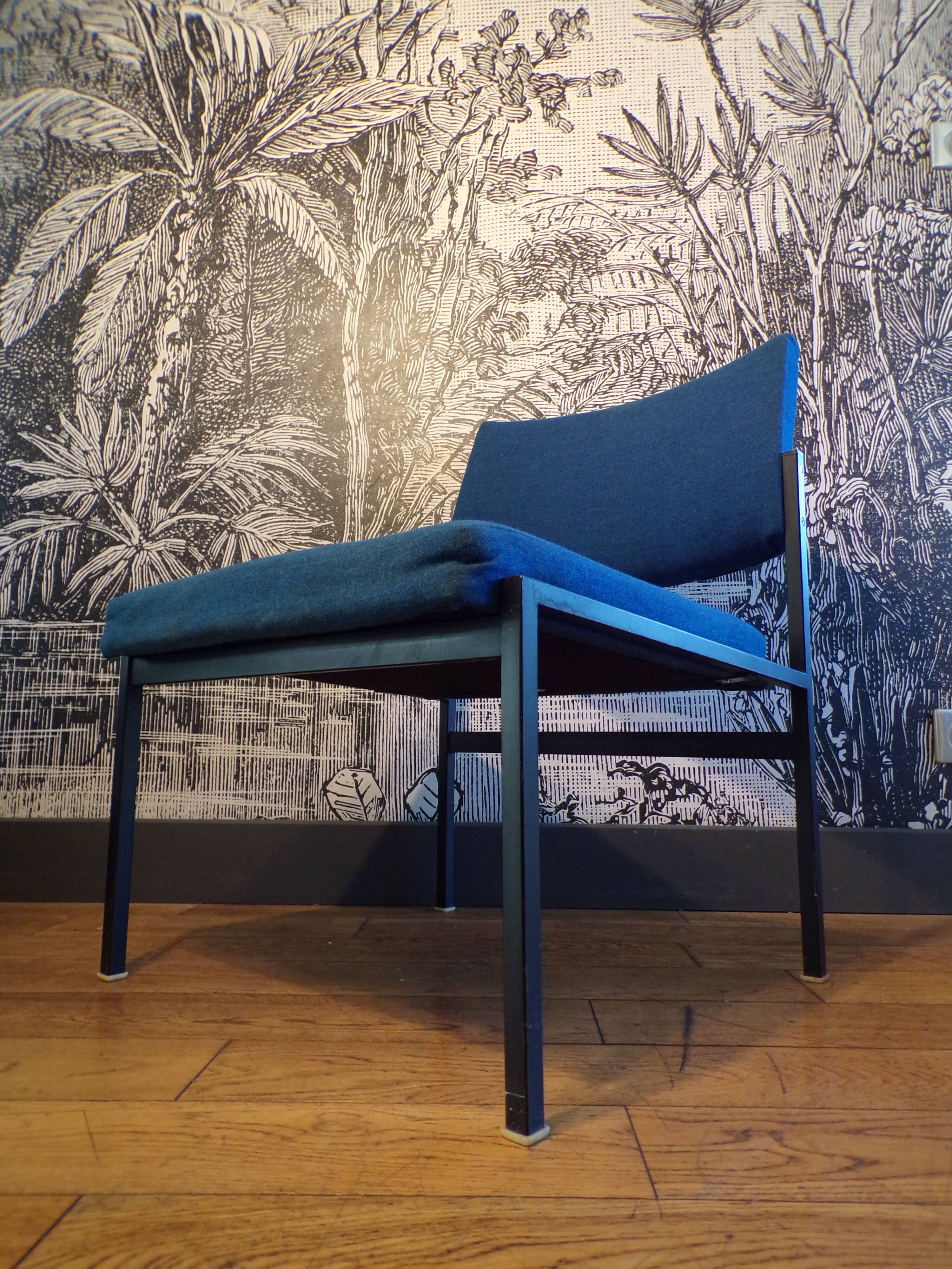 Thonet 1960s armchair in blue jersey