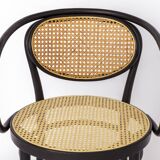 1 of 2 Unique Thonet Armchair, Model 210 R - Black Lacquered Beech with Ren