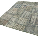 Handmade oriental contemporary 177 cm x 247 cm grey patchwork carpet