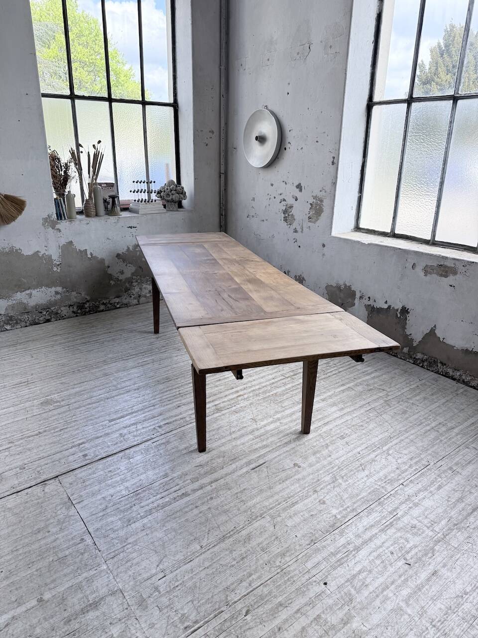 Solid oak farmhouse table with extensions (190-280cm) 1950