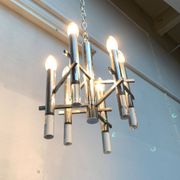 Italian chrome and acrylic chandelier from the space age mid-century by Gaetano Sciolari, 1960s.