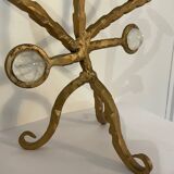 Candelabre en fer forgé et verre XXe