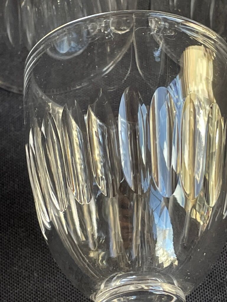 Decanter and 6 cut crystal porto glasses XIXth