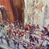 Oil on wood, “village festival”, Italy, 1960s