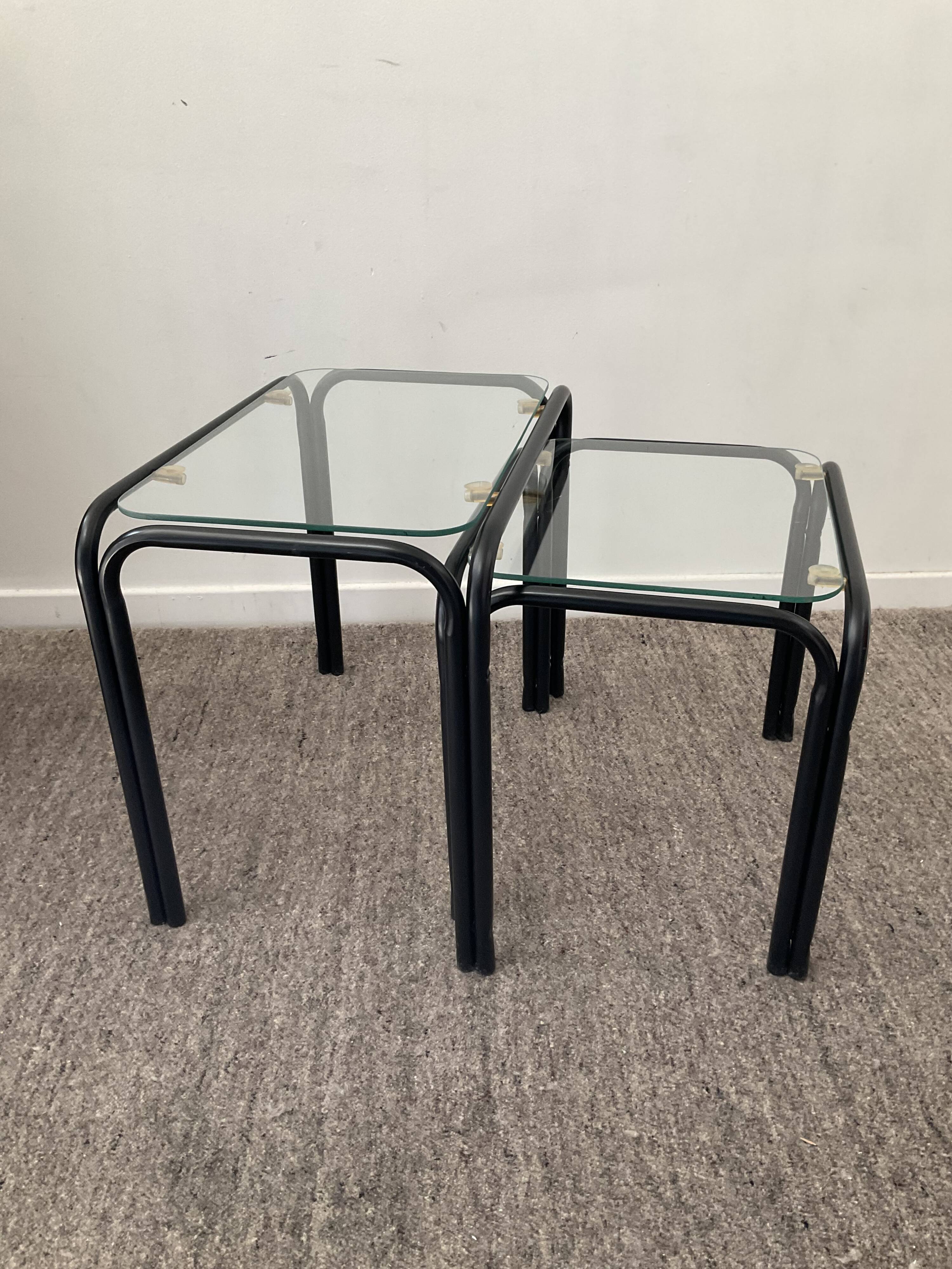 Pair of 2 vintage pull-out tables from the 70s-80s