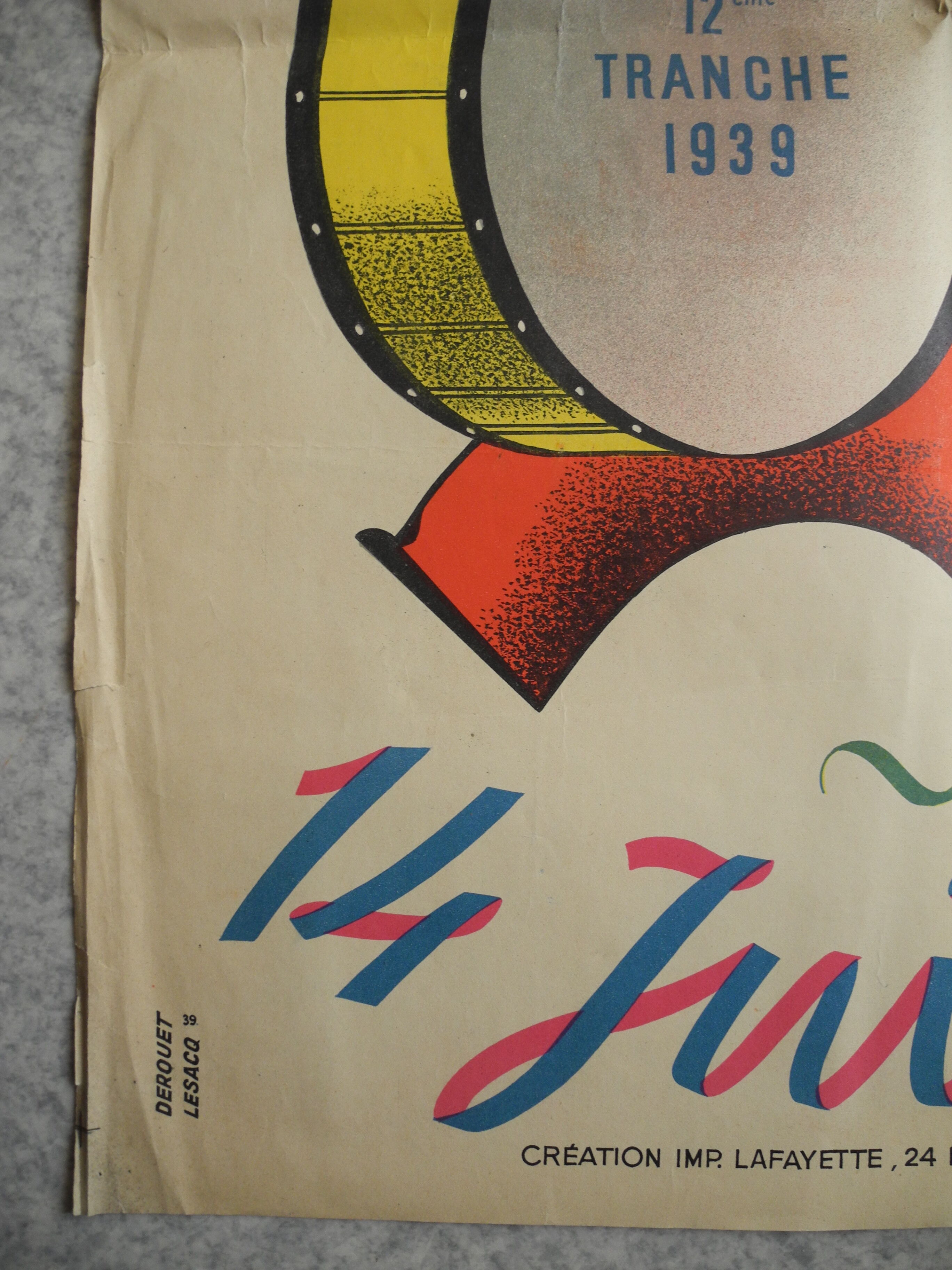 Old lottery poster July 14, 1939