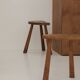 2 vintage solid wood half-moon tripod stools, circa 1950