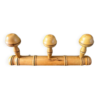 Porte-manteau patère vintage en bois décor bambou 3