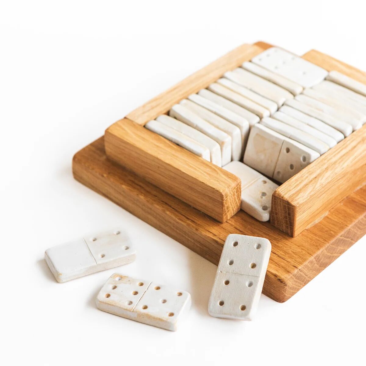 Jeu dominos - Grès + plateau en chêne