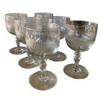 6 chiseled glass wine glasses