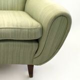 Pair of Light Green Armchairs with Wooden Structure, Italy