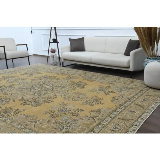 1970s Turkish Hand-Knotted Wool Cotton Orange Area Rug 293x381