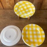 Set of 8 flat plates Digoin Sarreguemines model Scottish yellow year