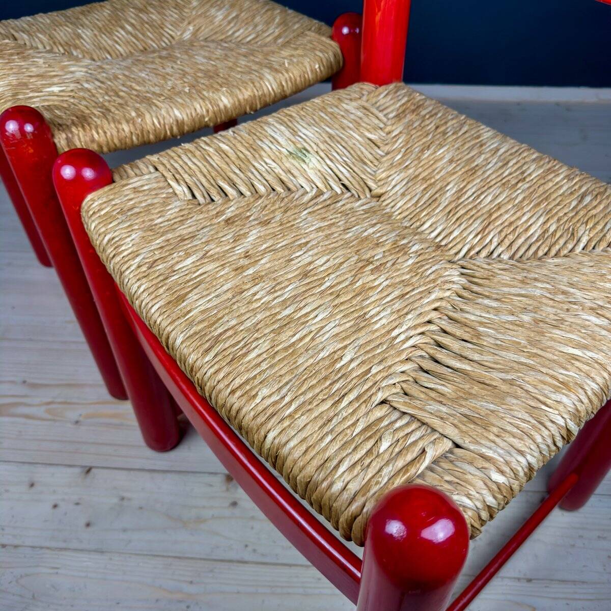 Red Padova chairs by Hank Lowenstein, Italy, 1970s, set of 2.