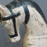 Powder pink and black rocking wooden horse