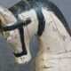 Powder pink and black rocking wooden horse