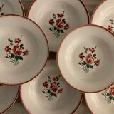 Set of 8 hollow plates made of ancient red earthenware Digoin Sarreguemines