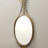 Miroir mural ovale avec cadre en laiton et ruban, Italie