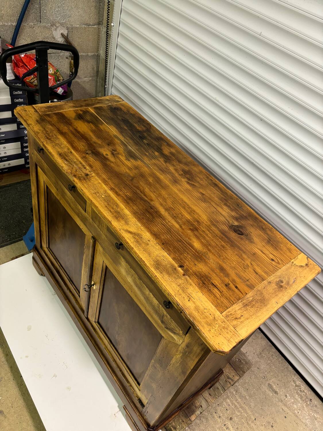 Low sideboard with two old doors