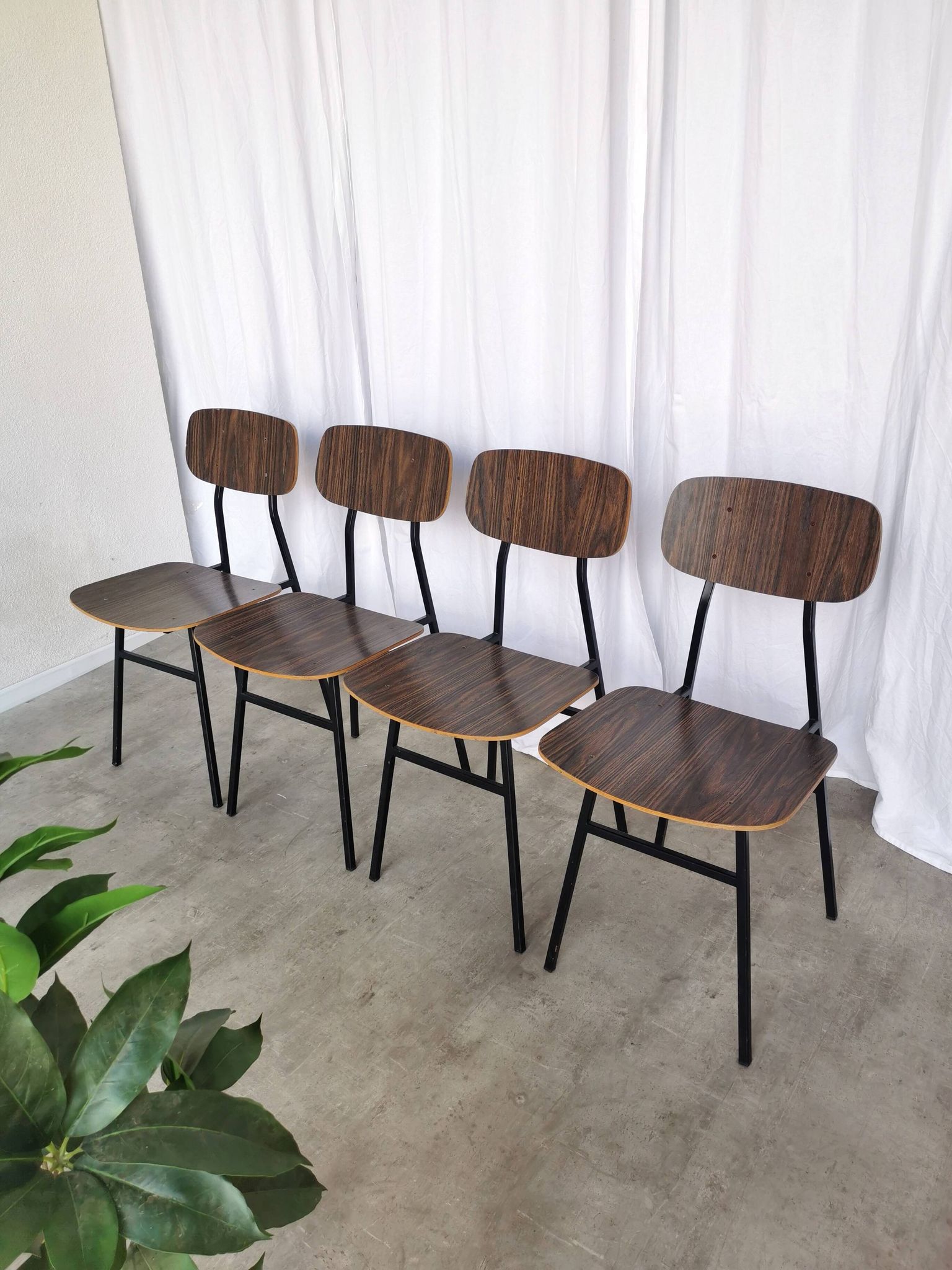 Vintage Industrial School Chairs - STOL Kamnik - 70s Yugoslavia - Set of 4