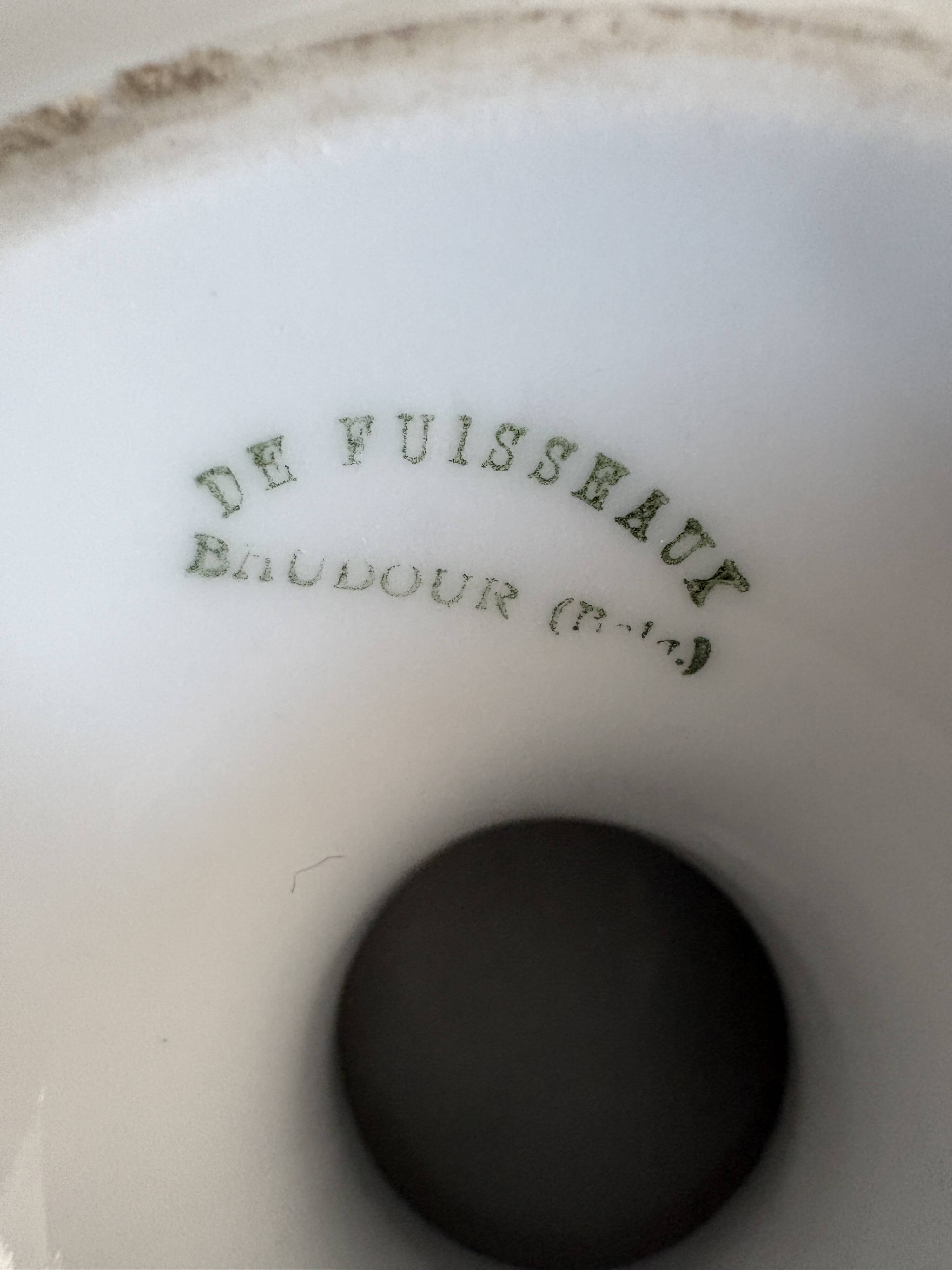 Antique compote dish in porcelain from Fuisseaux Baudour