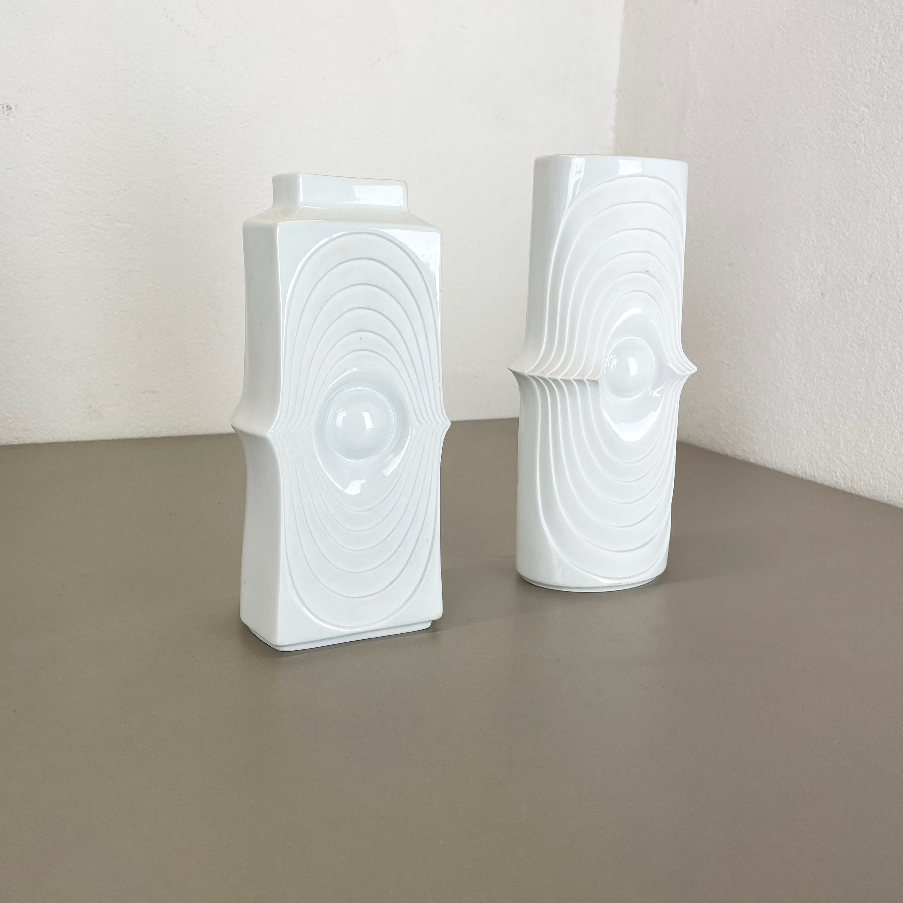 Set of 2 original porcelain op art vase made by Royal Bavaria Kpm Germany, 1970s