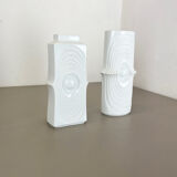 Set of 2 original porcelain op art vase made by Royal Bavaria Kpm Germany, 1970s