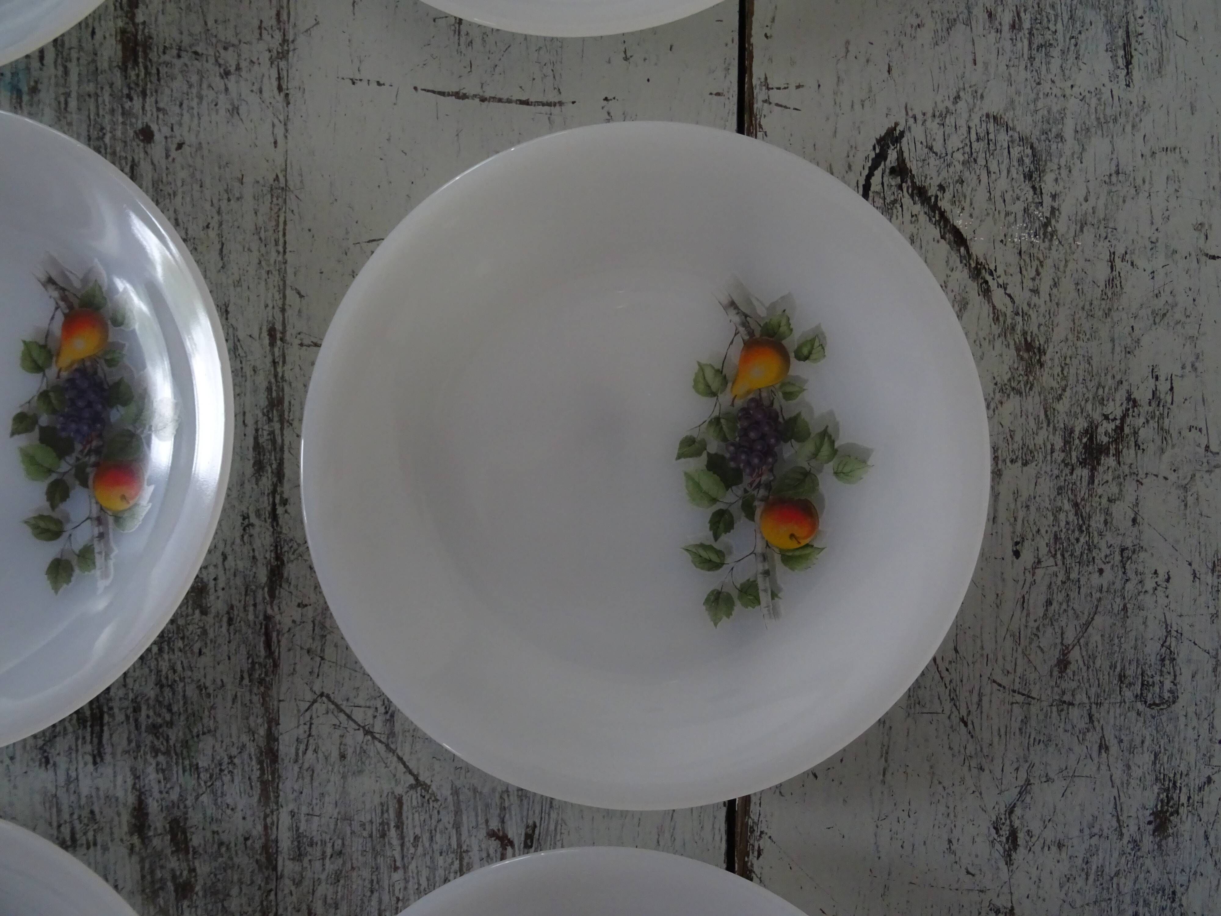 6 Dessert plates Arcopal model Fruits de France apple pear vintage grape