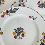 7 Longchamp iron earth plates and dish, Aubépine model