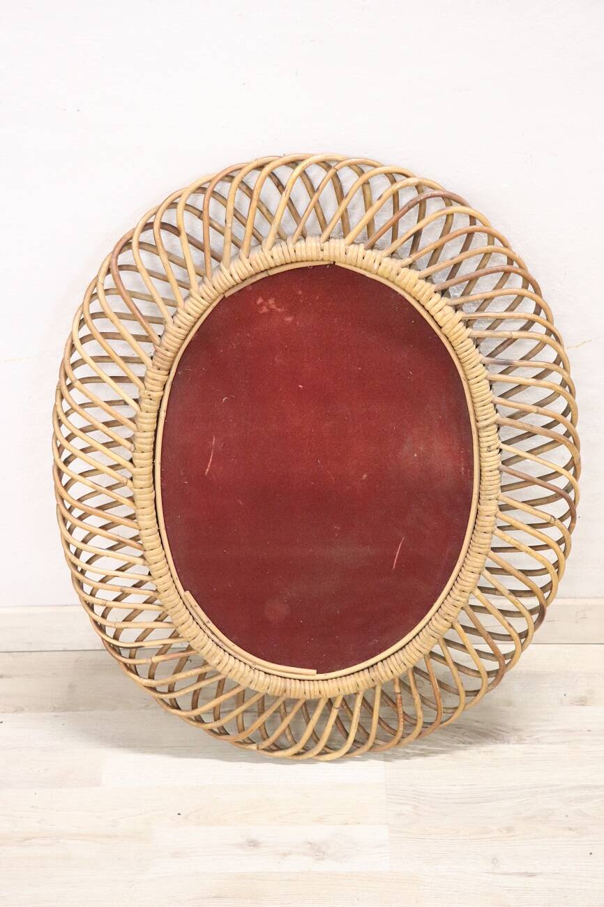 1960s Italian design bamboo mirror