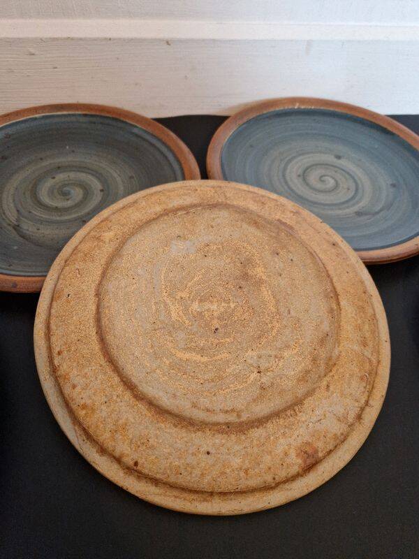 Set of 6 70s Pierre Digan stoneware flat plates